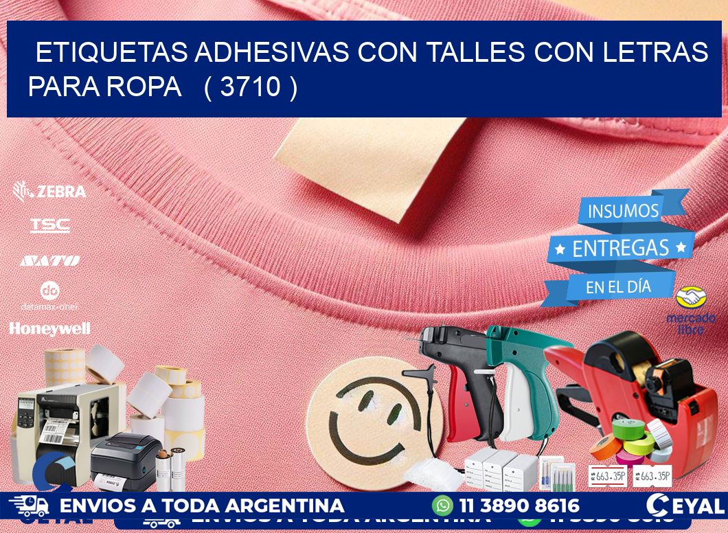 ETIQUETAS ADHESIVAS CON TALLES CON LETRAS PARA ROPA   ( 3710 )