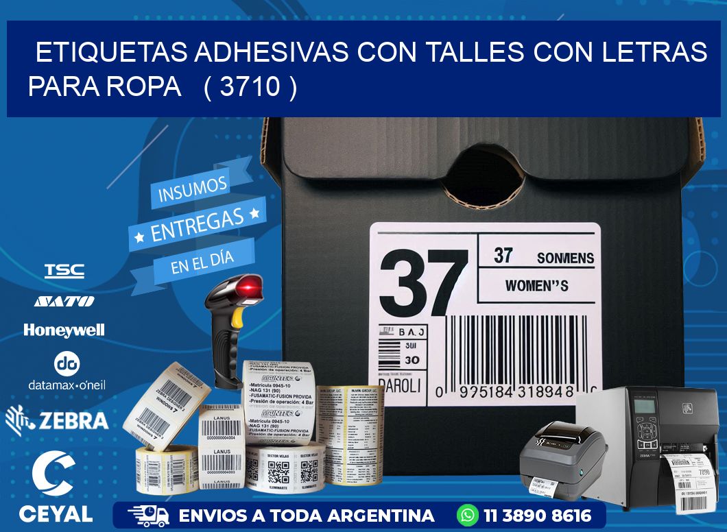 ETIQUETAS ADHESIVAS CON TALLES CON LETRAS PARA ROPA   ( 3710 )