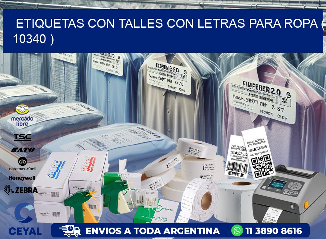 ETIQUETAS CON TALLES CON LETRAS PARA ROPA ( 10340 )