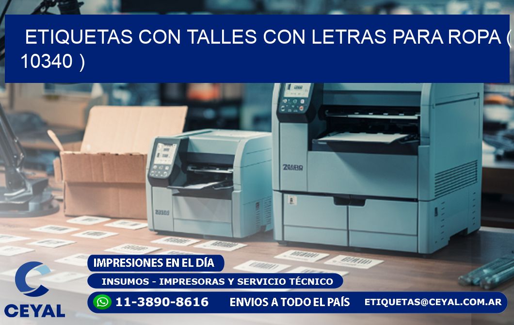 ETIQUETAS CON TALLES CON LETRAS PARA ROPA ( 10340 )