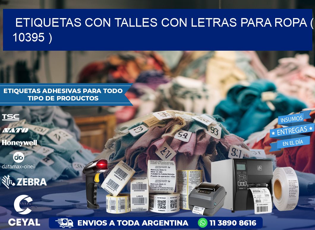 ETIQUETAS CON TALLES CON LETRAS PARA ROPA ( 10395 )