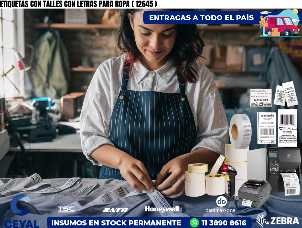 ETIQUETAS CON TALLES CON LETRAS PARA ROPA ( 12645 )