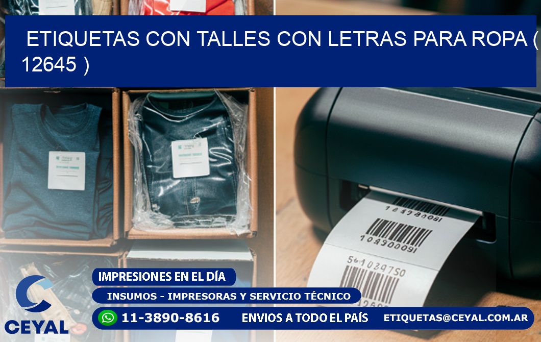 ETIQUETAS CON TALLES CON LETRAS PARA ROPA ( 12645 )