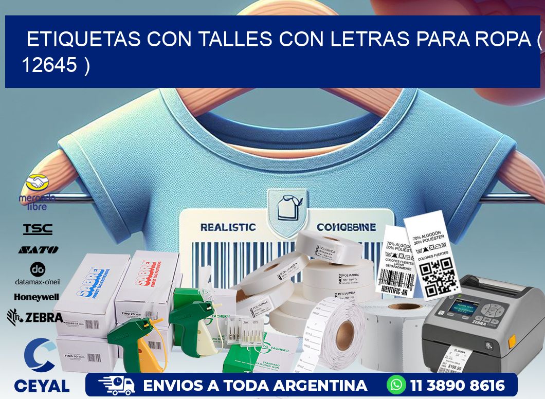 ETIQUETAS CON TALLES CON LETRAS PARA ROPA ( 12645 )