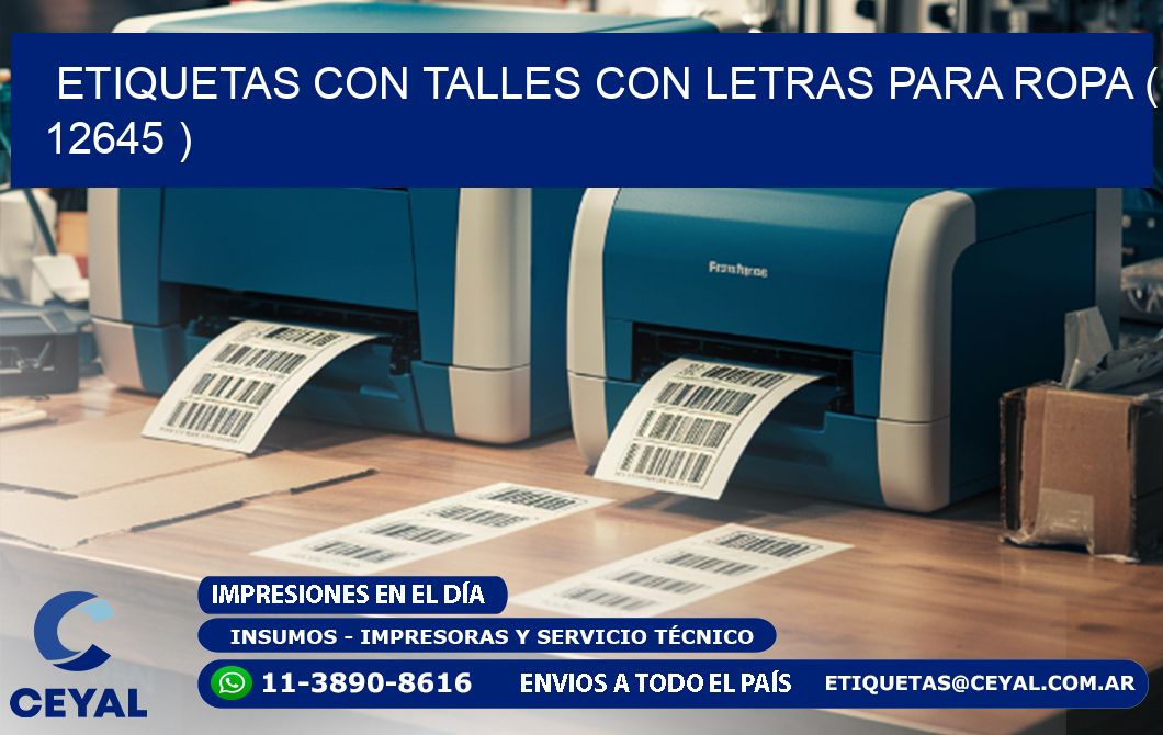 ETIQUETAS CON TALLES CON LETRAS PARA ROPA ( 12645 )