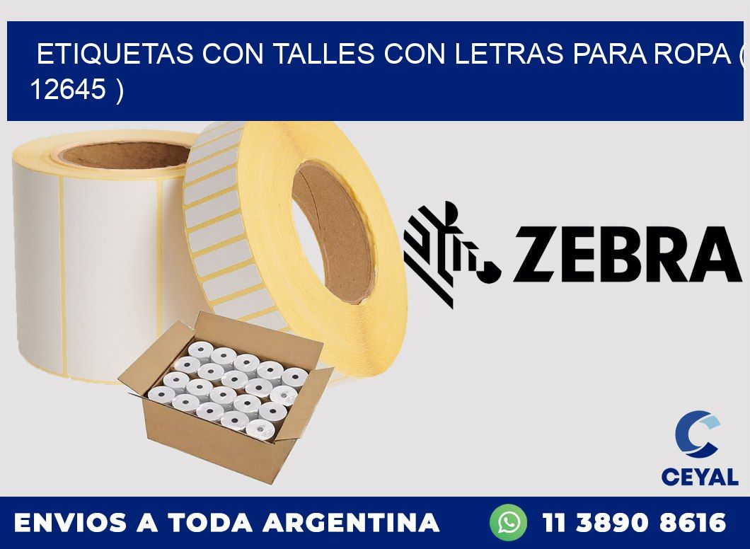ETIQUETAS CON TALLES CON LETRAS PARA ROPA ( 12645 )