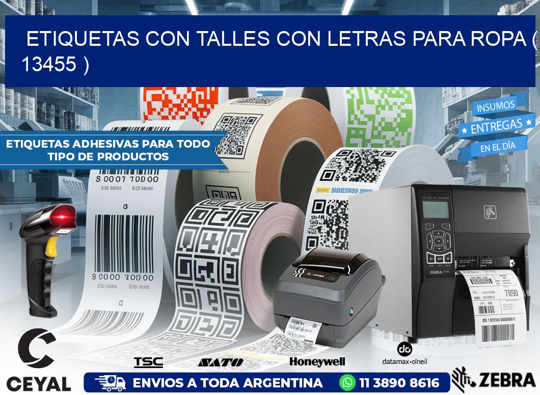 ETIQUETAS CON TALLES CON LETRAS PARA ROPA ( 13455 )