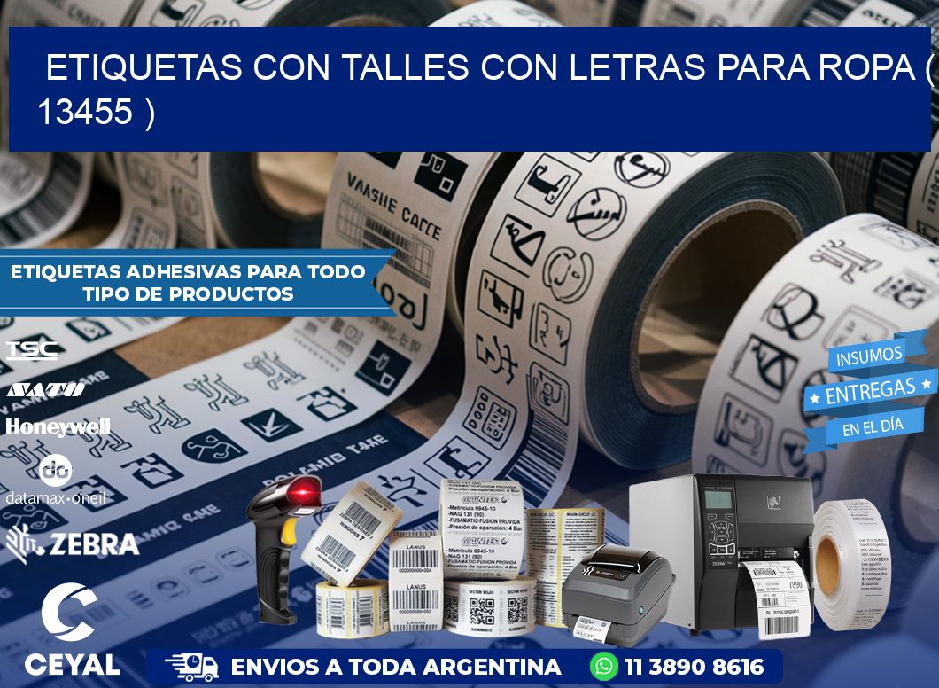 ETIQUETAS CON TALLES CON LETRAS PARA ROPA ( 13455 )
