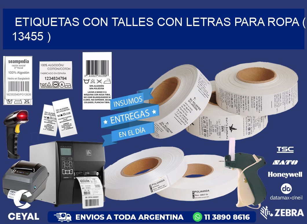ETIQUETAS CON TALLES CON LETRAS PARA ROPA ( 13455 )