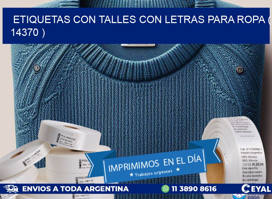ETIQUETAS CON TALLES CON LETRAS PARA ROPA ( 14370 )