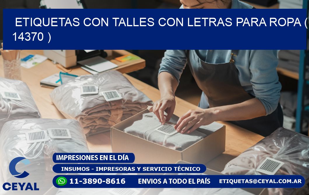 ETIQUETAS CON TALLES CON LETRAS PARA ROPA ( 14370 )