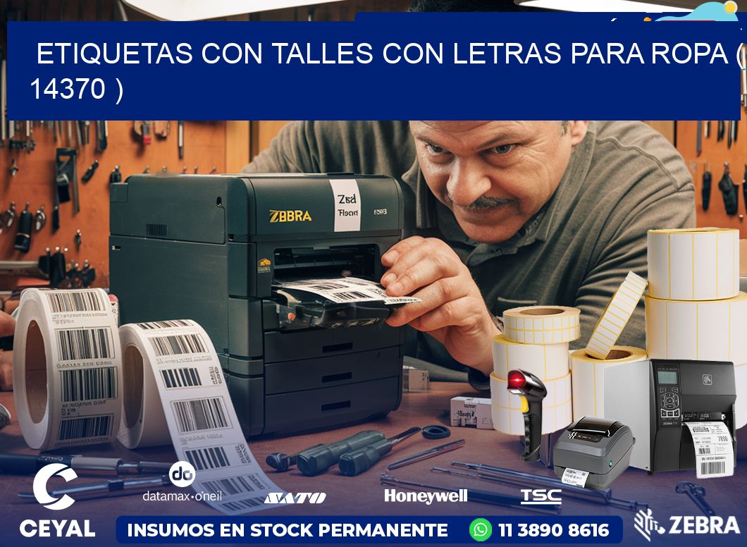 ETIQUETAS CON TALLES CON LETRAS PARA ROPA ( 14370 )