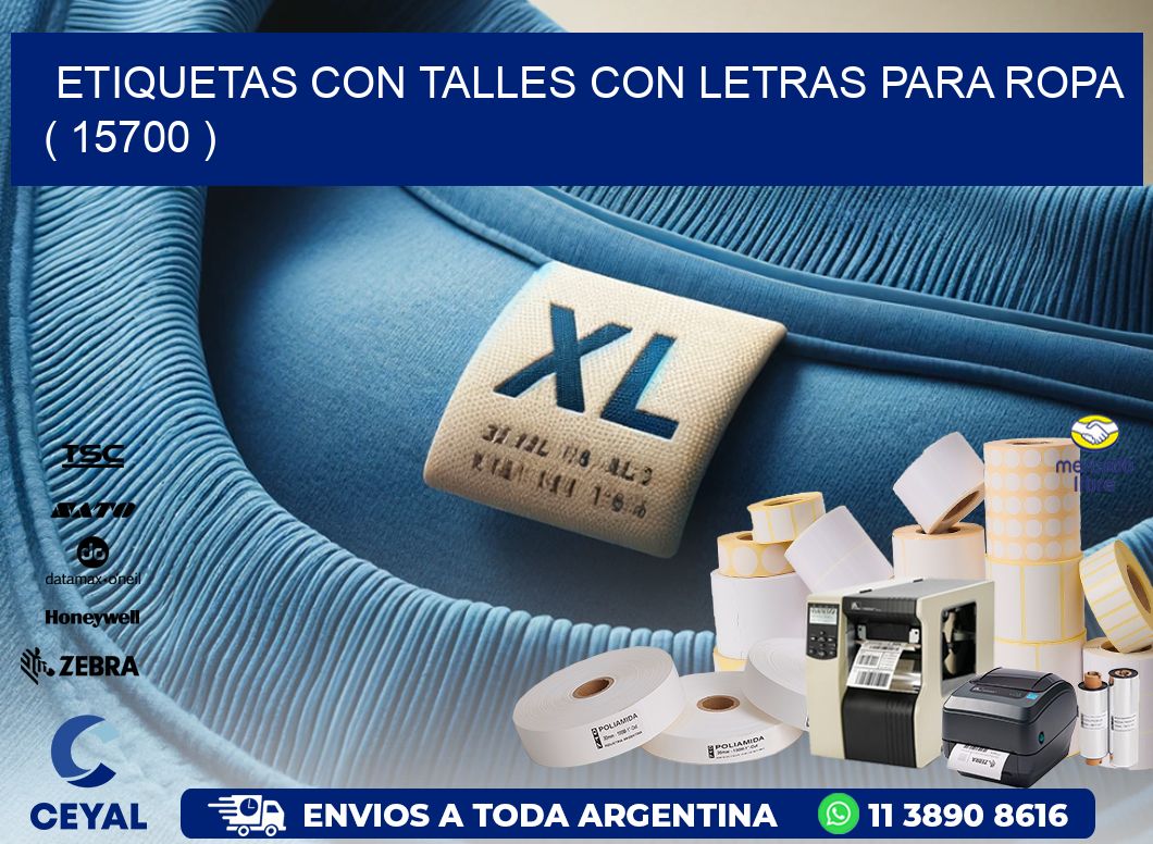 ETIQUETAS CON TALLES CON LETRAS PARA ROPA   ( 15700 )