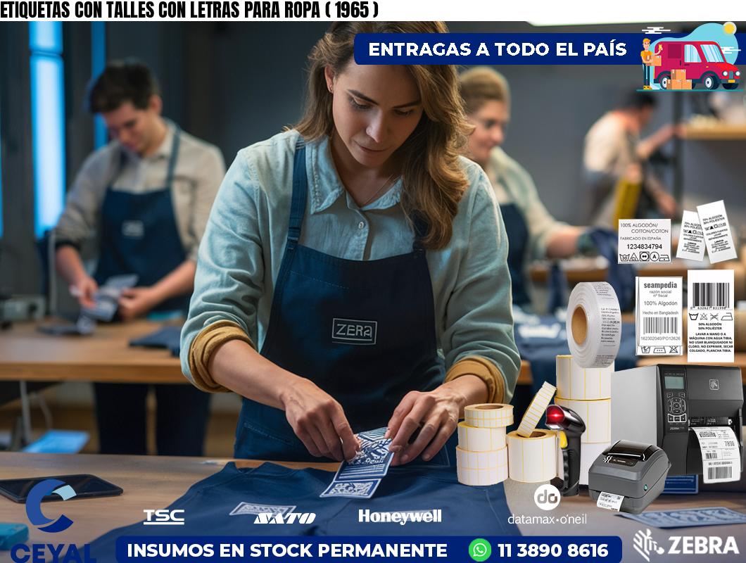 ETIQUETAS CON TALLES CON LETRAS PARA ROPA ( 1965 )