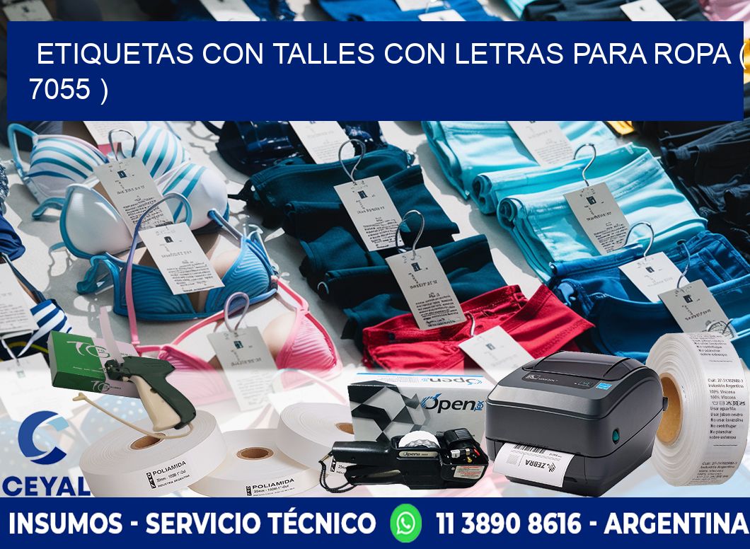 ETIQUETAS CON TALLES CON LETRAS PARA ROPA ( 7055 )