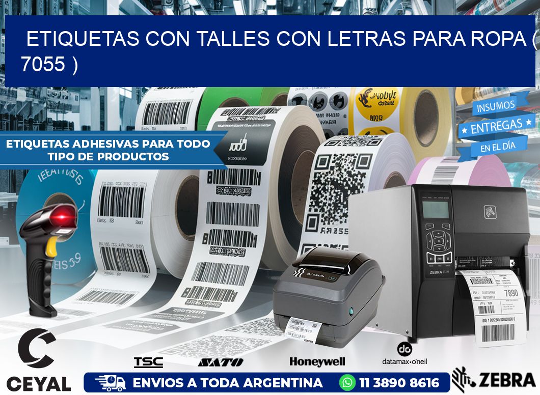 ETIQUETAS CON TALLES CON LETRAS PARA ROPA ( 7055 )