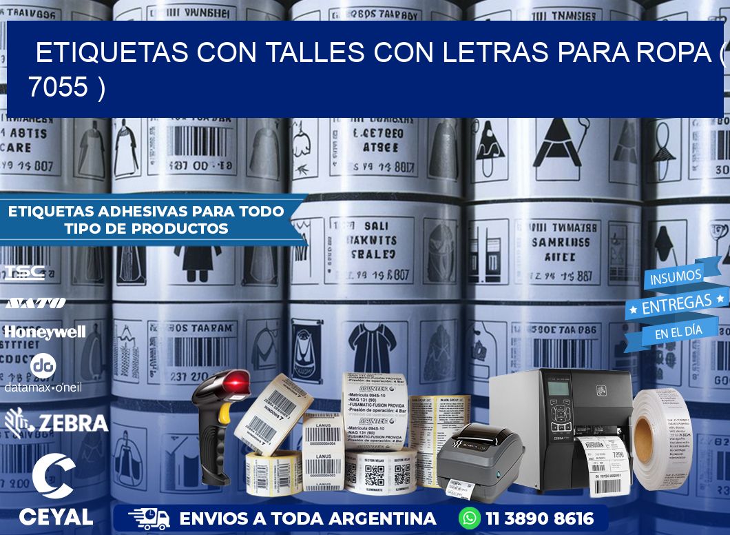 ETIQUETAS CON TALLES CON LETRAS PARA ROPA ( 7055 )