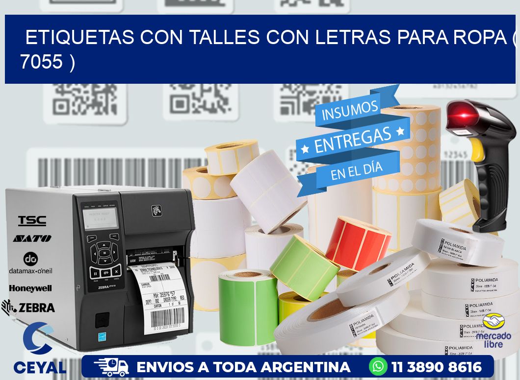 ETIQUETAS CON TALLES CON LETRAS PARA ROPA ( 7055 )