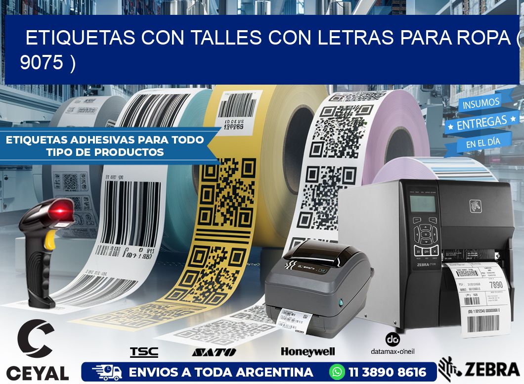 ETIQUETAS CON TALLES CON LETRAS PARA ROPA ( 9075 )