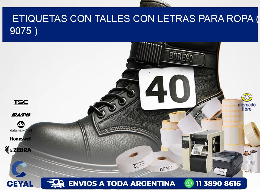 ETIQUETAS CON TALLES CON LETRAS PARA ROPA ( 9075 )