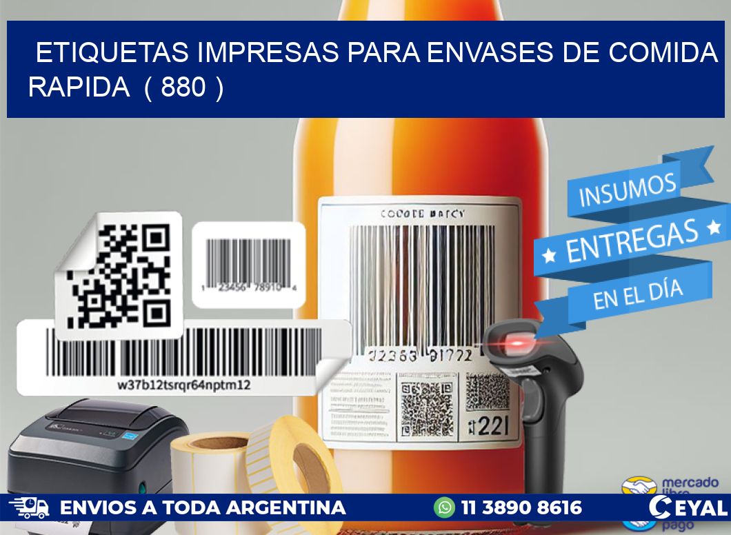 ETIQUETAS IMPRESAS PARA ENVASES DE COMIDA RAPIDA  ( 880 )