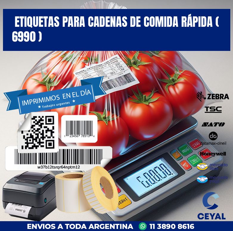 ETIQUETAS PARA CADENAS DE COMIDA RÁPIDA ( 6990 )