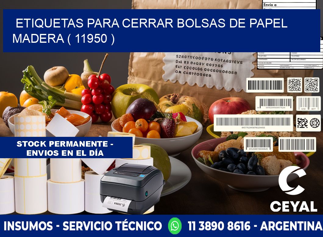 ETIQUETAS PARA CERRAR BOLSAS DE PAPEL MADERA ( 11950 )