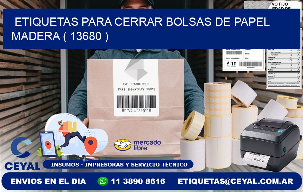 ETIQUETAS PARA CERRAR BOLSAS DE PAPEL MADERA ( 13680 )