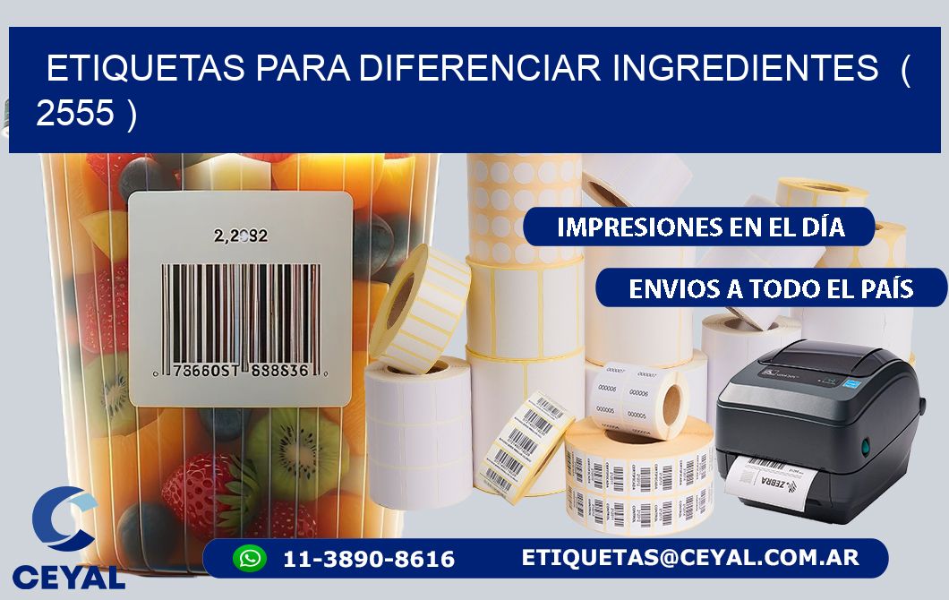 ETIQUETAS PARA DIFERENCIAR INGREDIENTES ( 2555 )