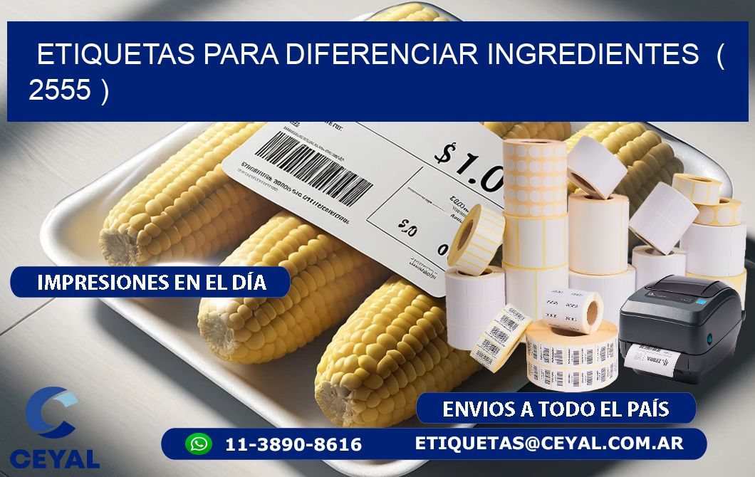 ETIQUETAS PARA DIFERENCIAR INGREDIENTES ( 2555 )