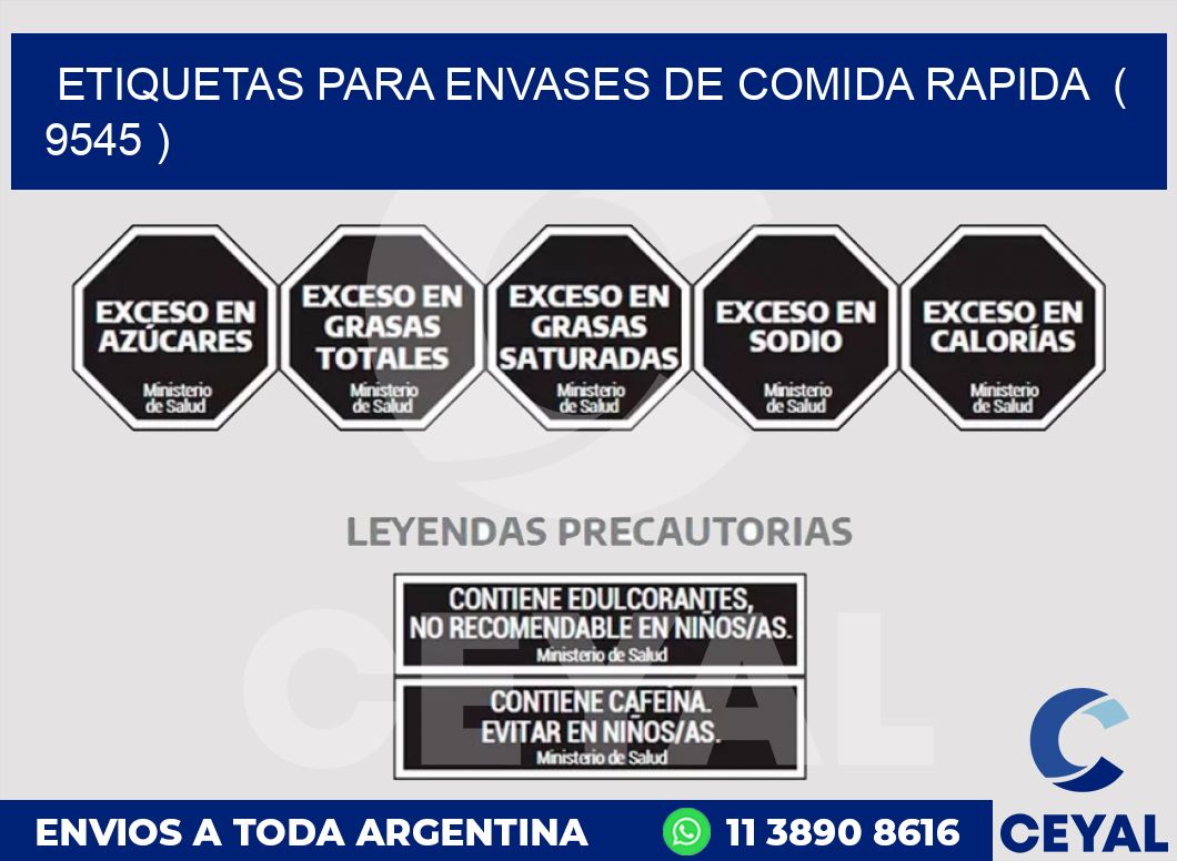 ETIQUETAS PARA ENVASES DE COMIDA RAPIDA  ( 9545 )