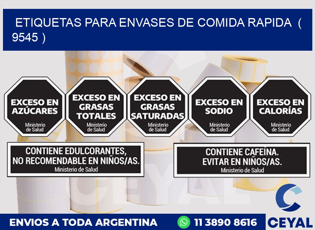 ETIQUETAS PARA ENVASES DE COMIDA RAPIDA  ( 9545 )