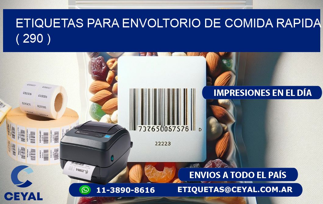 ETIQUETAS PARA ENVOLTORIO DE COMIDA RAPIDA  ( 290 )