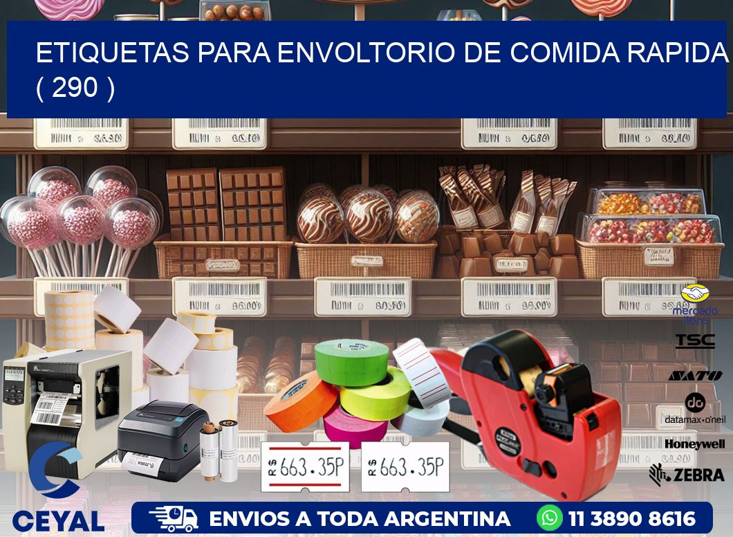 ETIQUETAS PARA ENVOLTORIO DE COMIDA RAPIDA  ( 290 )