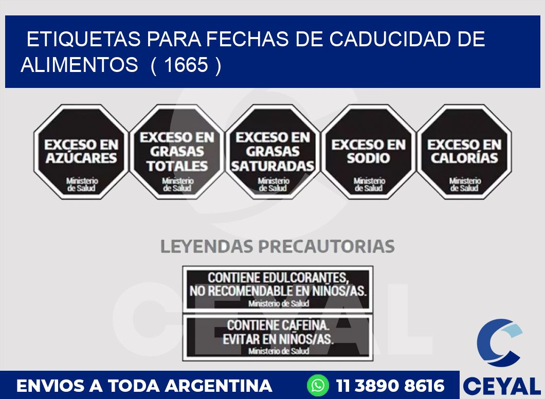 ETIQUETAS PARA FECHAS DE CADUCIDAD DE ALIMENTOS  ( 1665 )