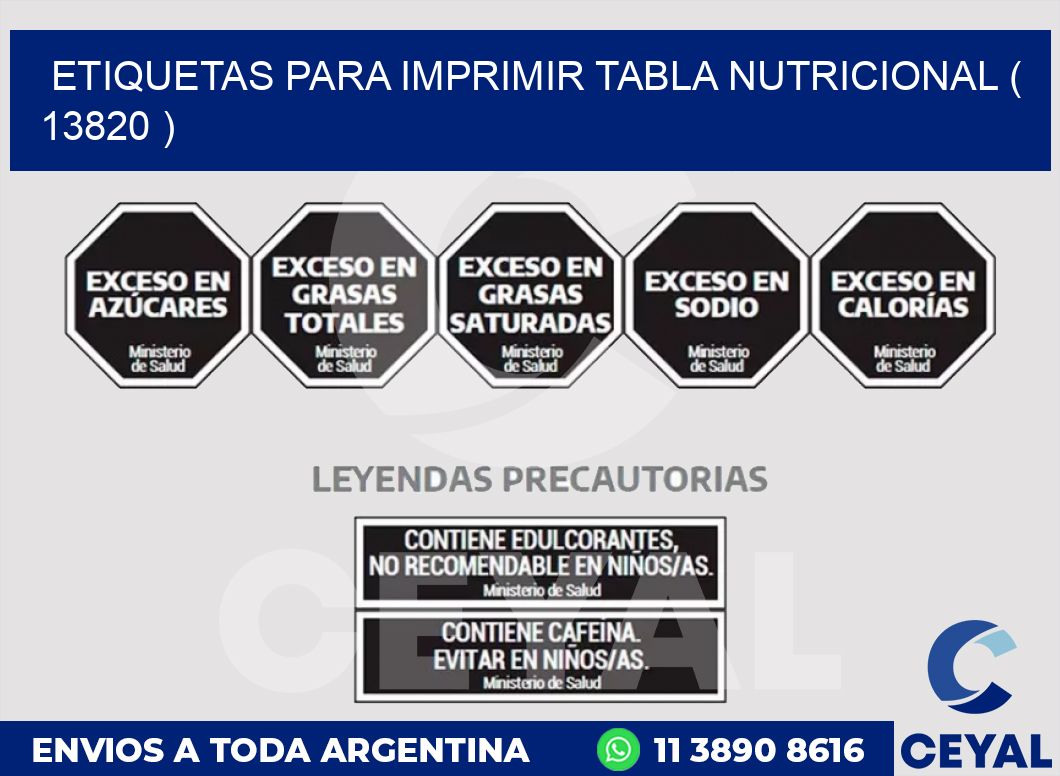 ETIQUETAS PARA IMPRIMIR TABLA NUTRICIONAL ( 13820 )
