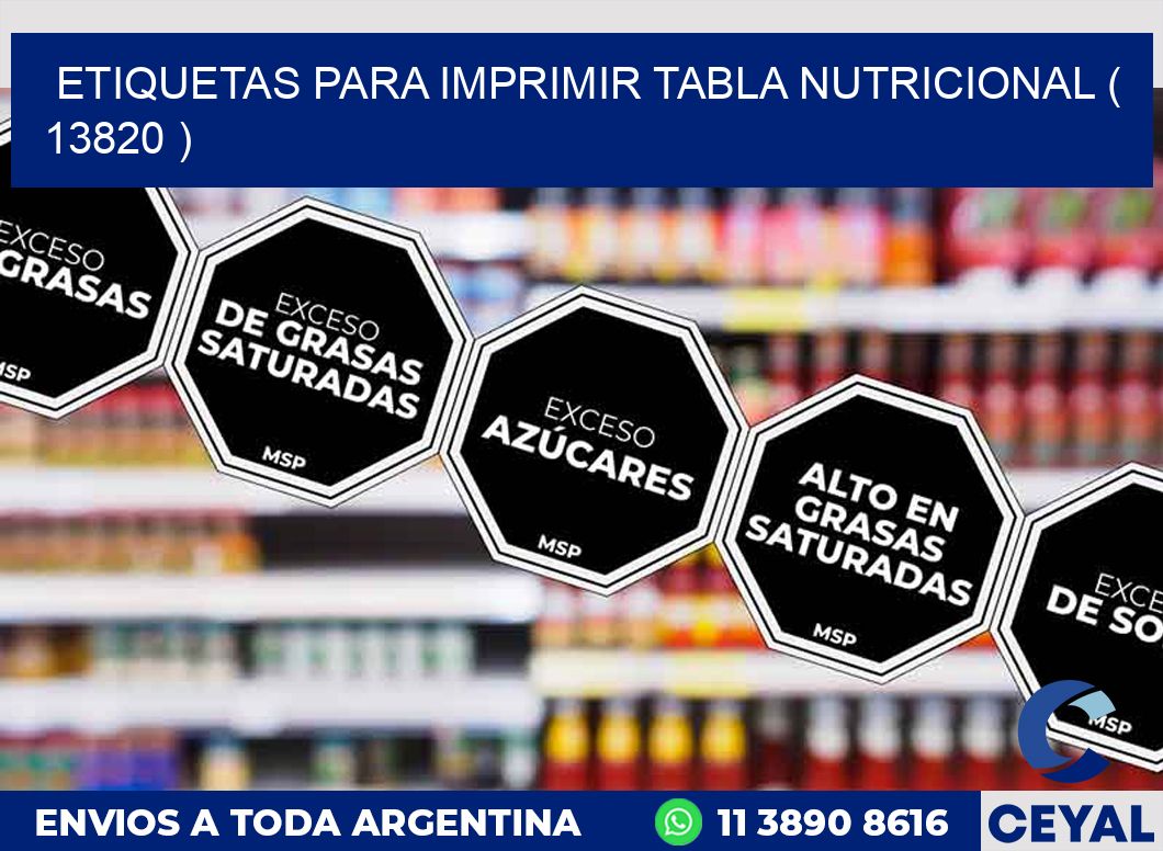 ETIQUETAS PARA IMPRIMIR TABLA NUTRICIONAL ( 13820 )