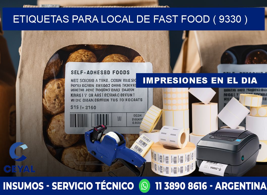 ETIQUETAS PARA LOCAL DE FAST FOOD ( 9330 )