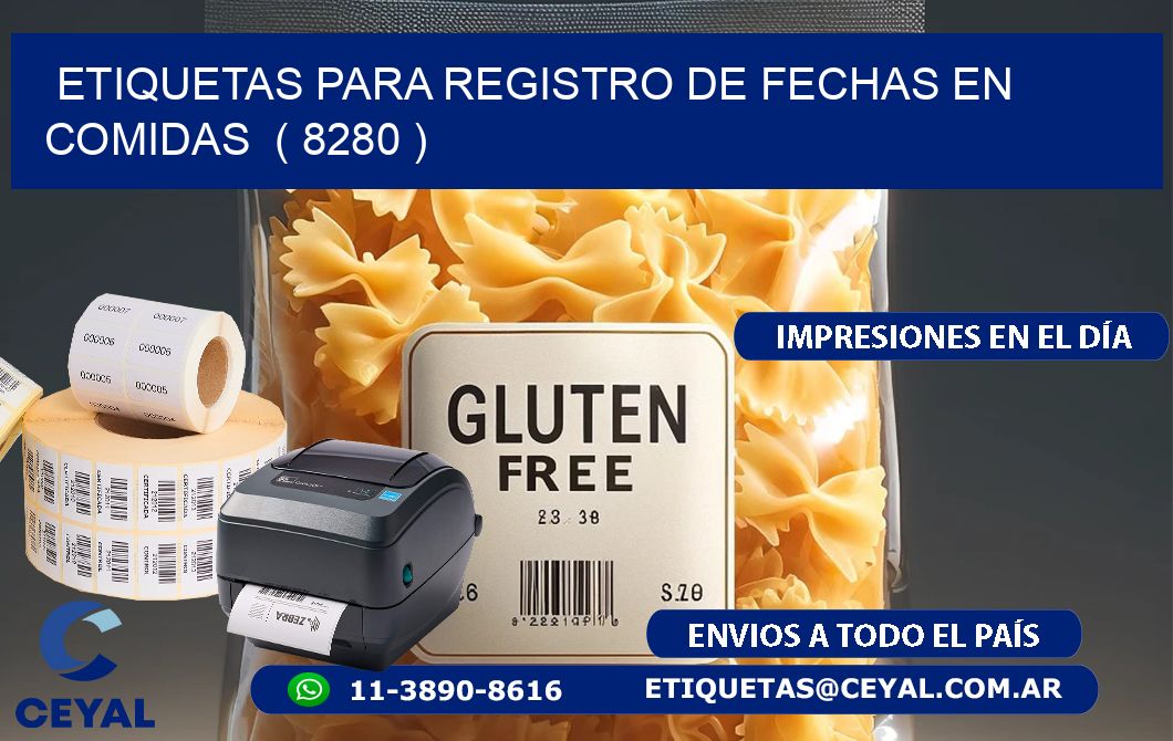 ETIQUETAS PARA REGISTRO DE FECHAS EN COMIDAS ( 8280 )