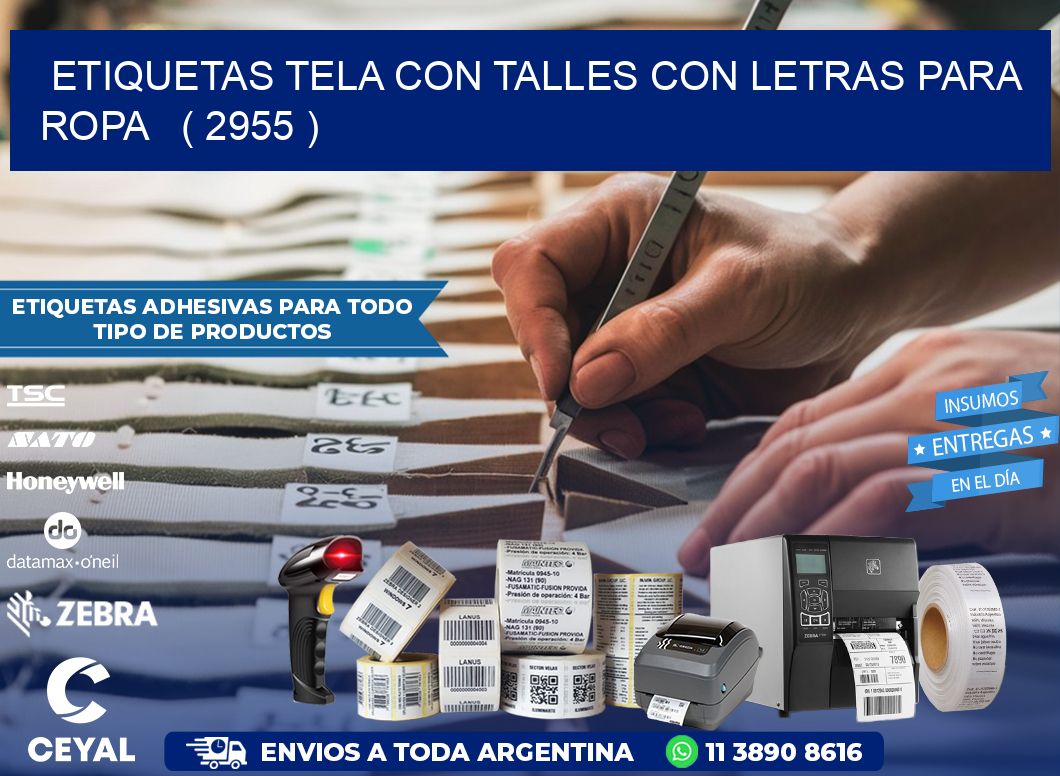 ETIQUETAS TELA CON TALLES CON LETRAS PARA ROPA   ( 2955 )