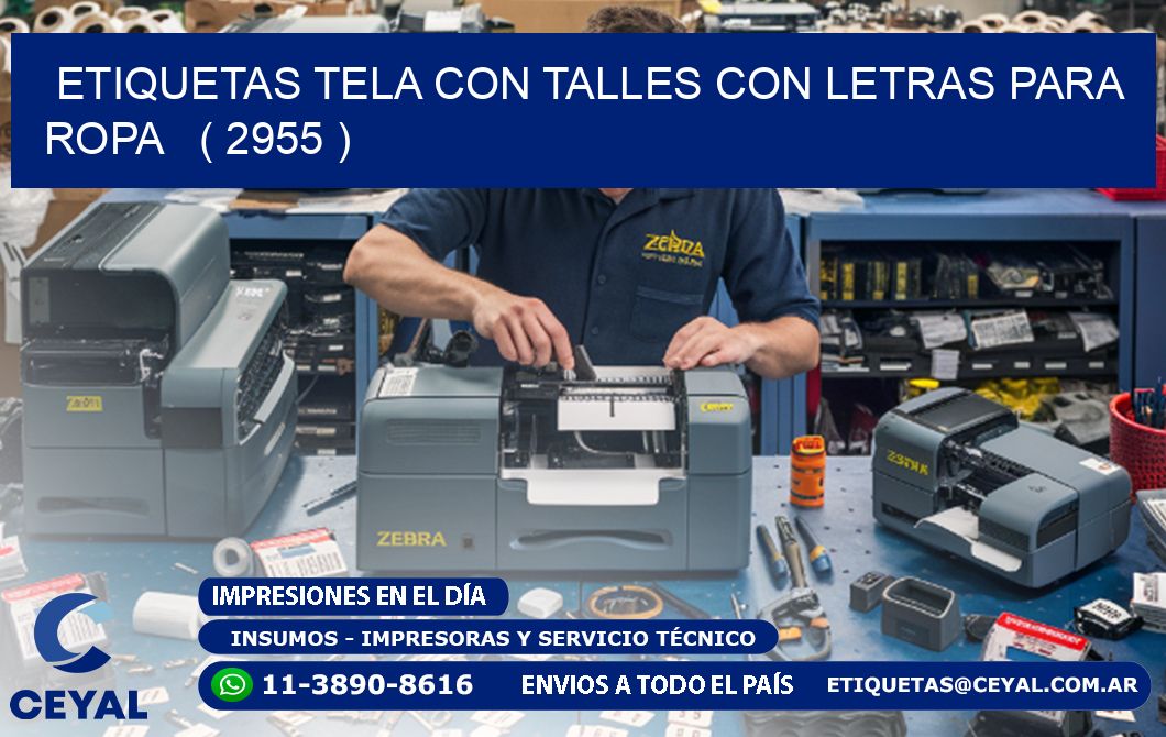 ETIQUETAS TELA CON TALLES CON LETRAS PARA ROPA ( 2955 )