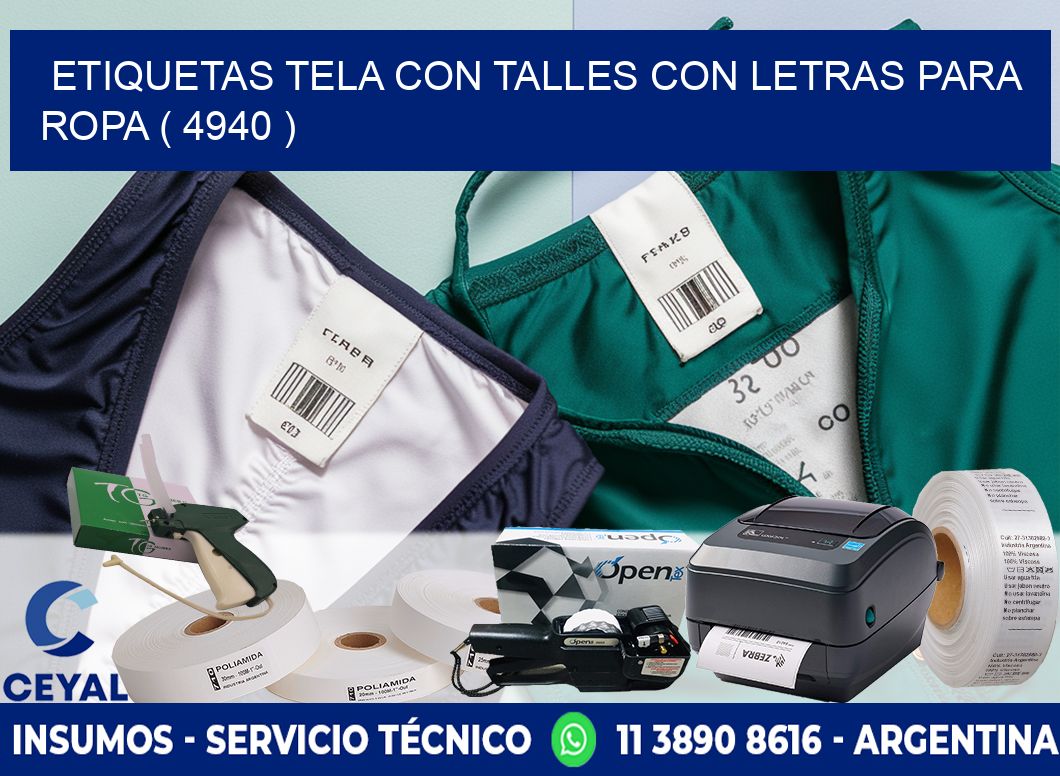 ETIQUETAS TELA CON TALLES CON LETRAS PARA ROPA ( 4940 )