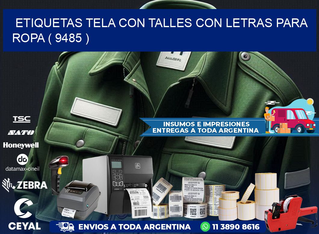 ETIQUETAS TELA CON TALLES CON LETRAS PARA ROPA ( 9485 )