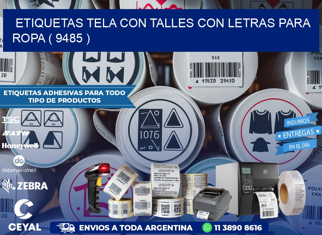 ETIQUETAS TELA CON TALLES CON LETRAS PARA ROPA ( 9485 )