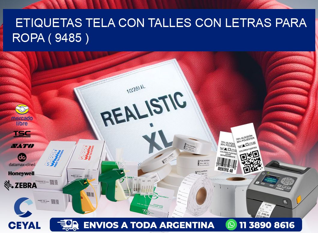 ETIQUETAS TELA CON TALLES CON LETRAS PARA ROPA ( 9485 )