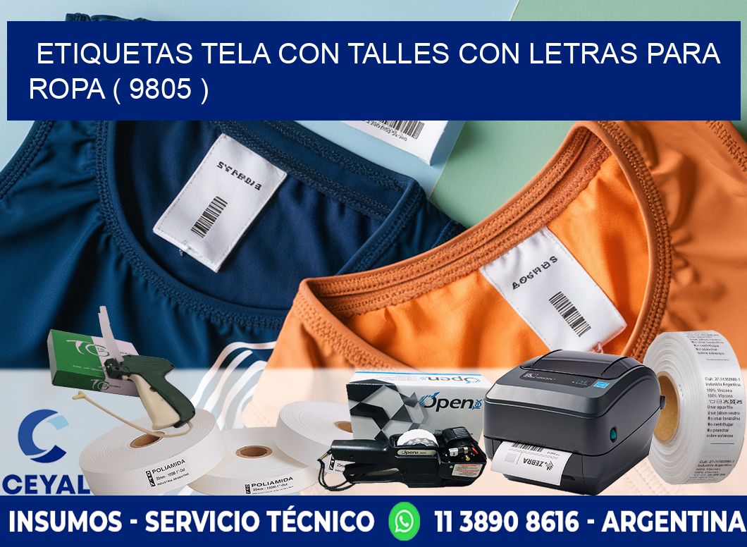 ETIQUETAS TELA CON TALLES CON LETRAS PARA ROPA ( 9805 )