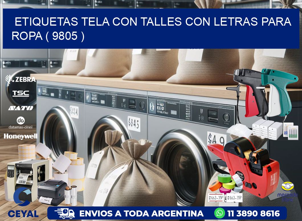 ETIQUETAS TELA CON TALLES CON LETRAS PARA ROPA ( 9805 )