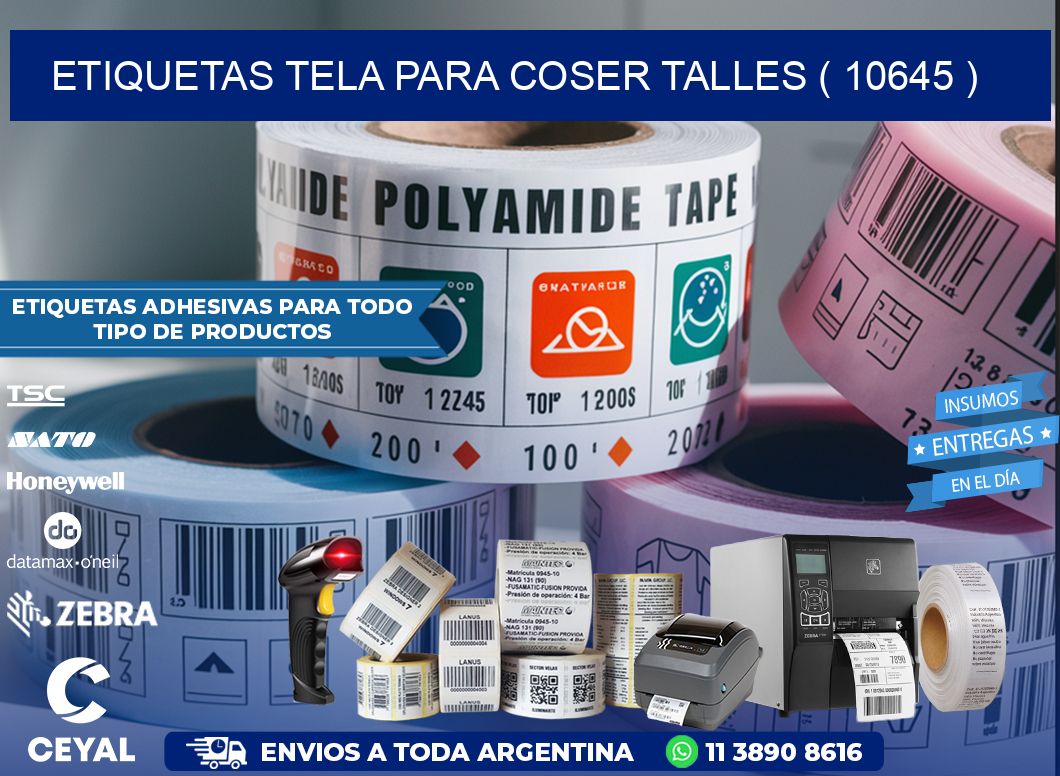 ETIQUETAS TELA PARA COSER TALLES ( 10645 )