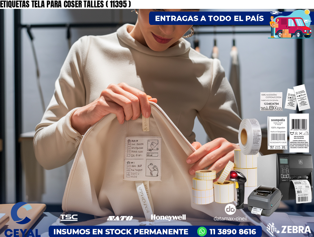 ETIQUETAS TELA PARA COSER TALLES ( 11395 )