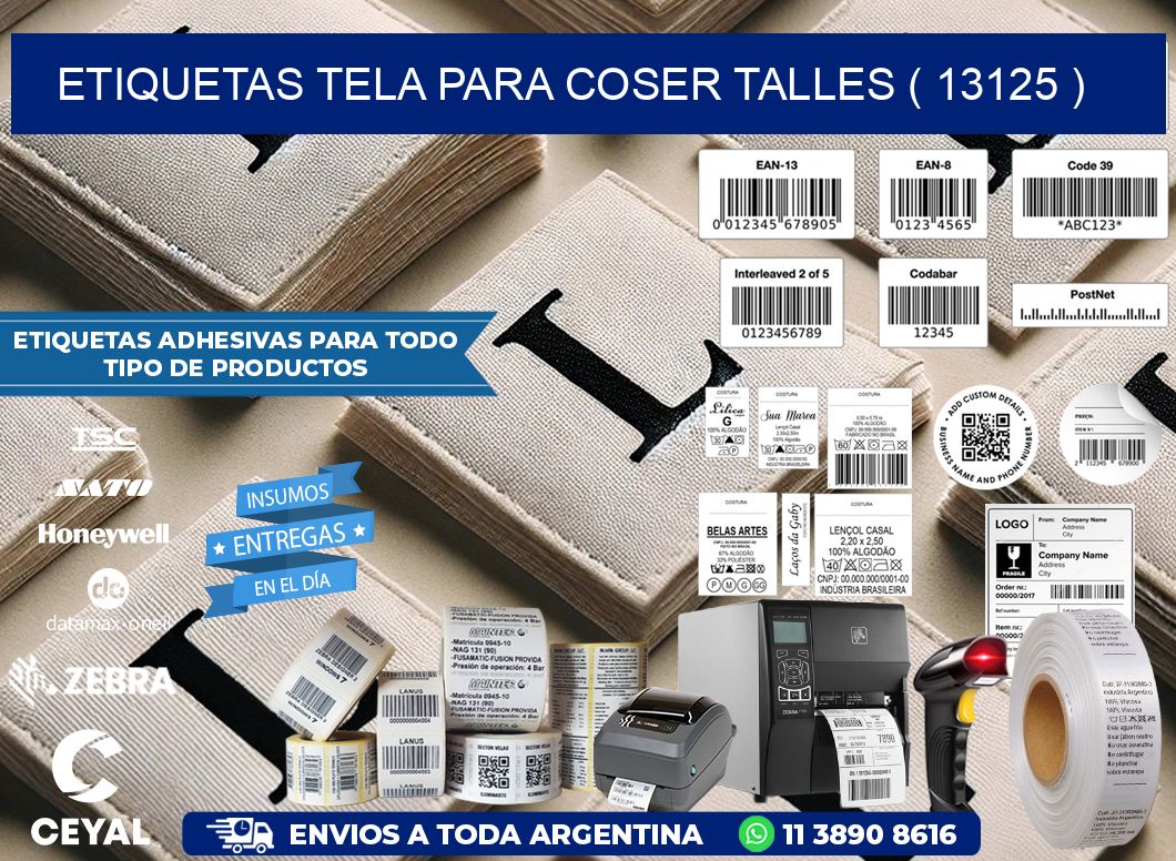 ETIQUETAS TELA PARA COSER TALLES ( 13125 )